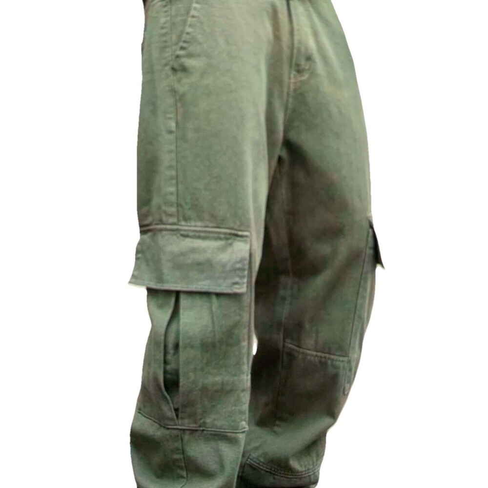 Manfinity EMRG Cargo Pants Men Small Denim Jean Green Military Loose Fit Grunge